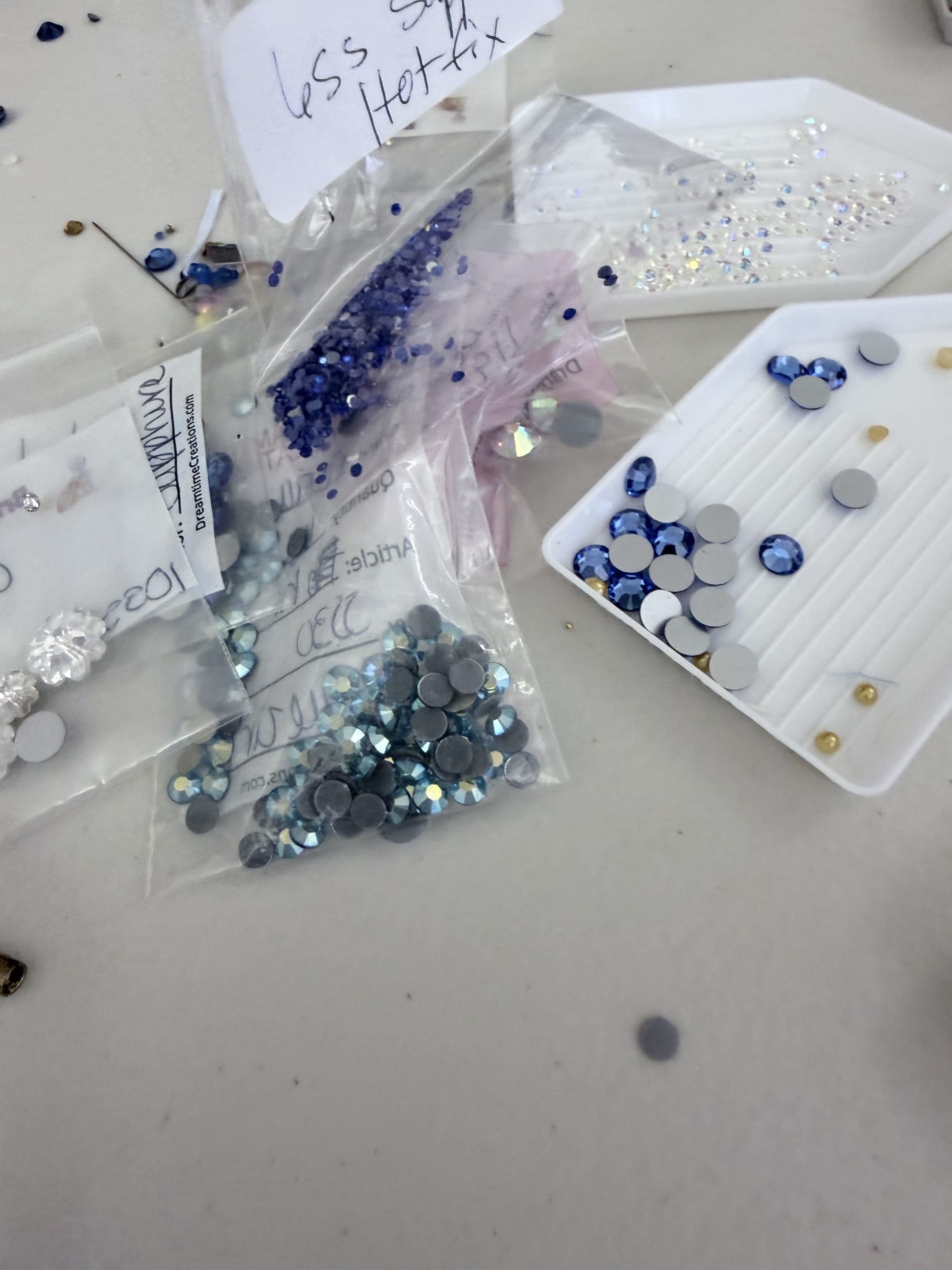 Rhinestone color variations examples of different colors